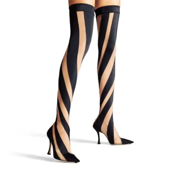 New JIMMY CHOO x Mugler over-the-knee sock boots 37.5 - Picture 2 of 16